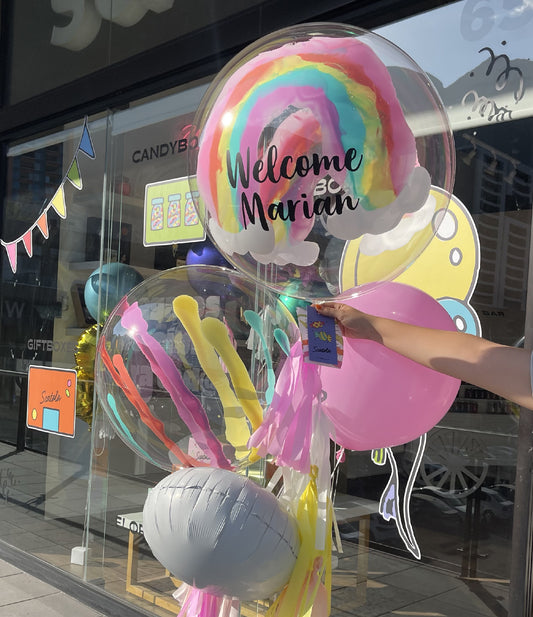 Arreglo de globos rainbow pastel