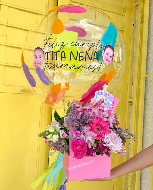 Birthday Combo: Globo y Canasta de flores