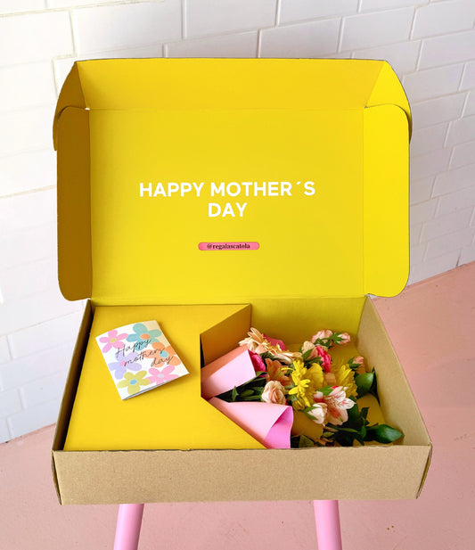 Giftbox para ramo de flores amarilla