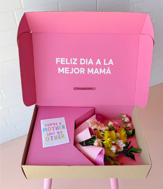 Giftbox para ramo de flores rosa