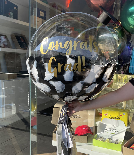 Globo graduación blanco y negro