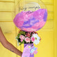 Arreglo de flores con globo morado