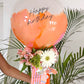 Arreglo de flores con globo naranja