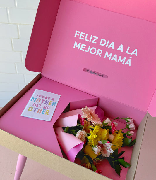 Giftbox para ramo de flores rosa