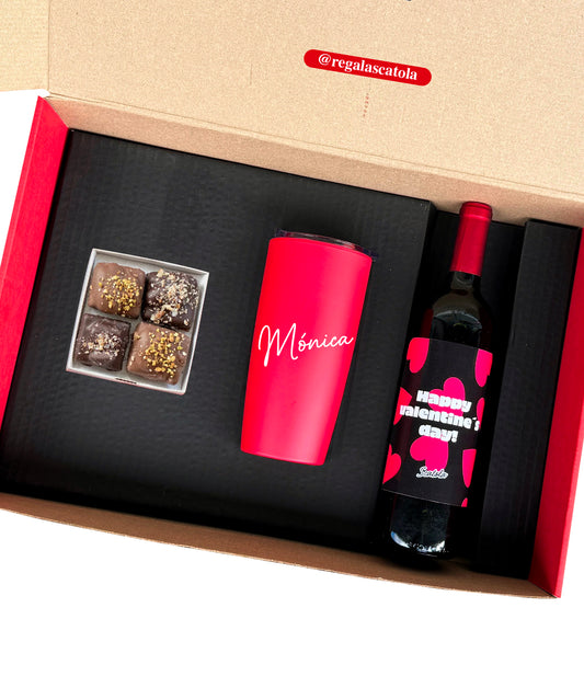 Wine Box con Termo y Chocolates